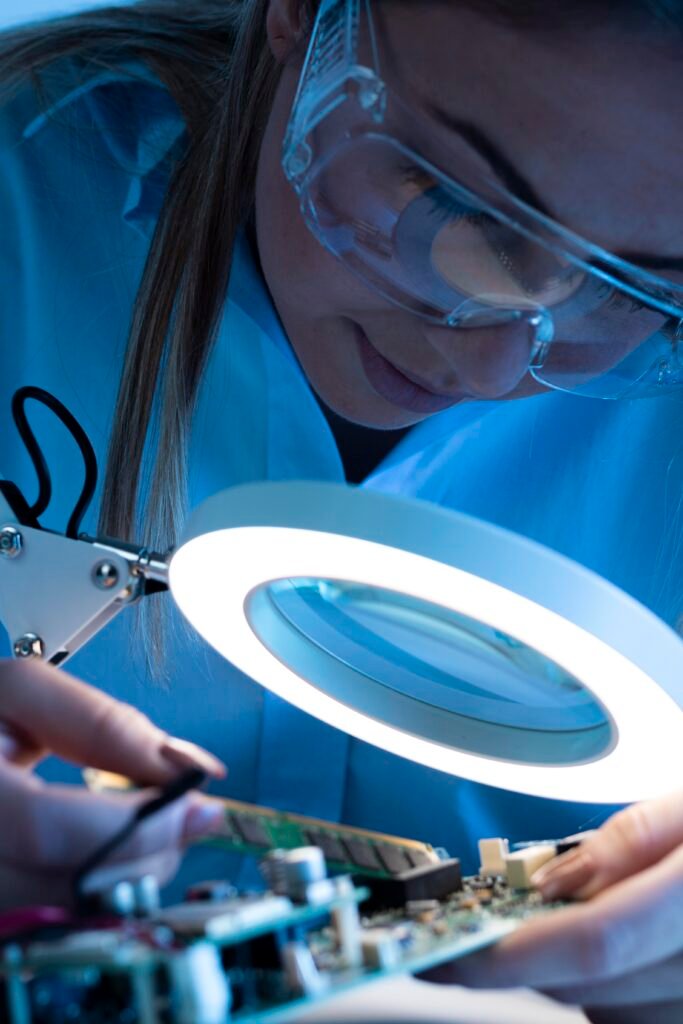 close up woman working research and testing 
